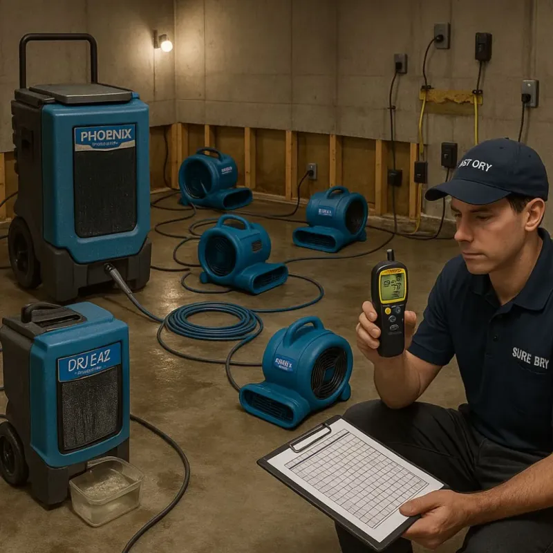 Structural Drying and Dehumidification process in Elwood, IL
